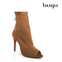 burju-Shabina deep brown socks short boots heels high heel shoes Latin dance shoes