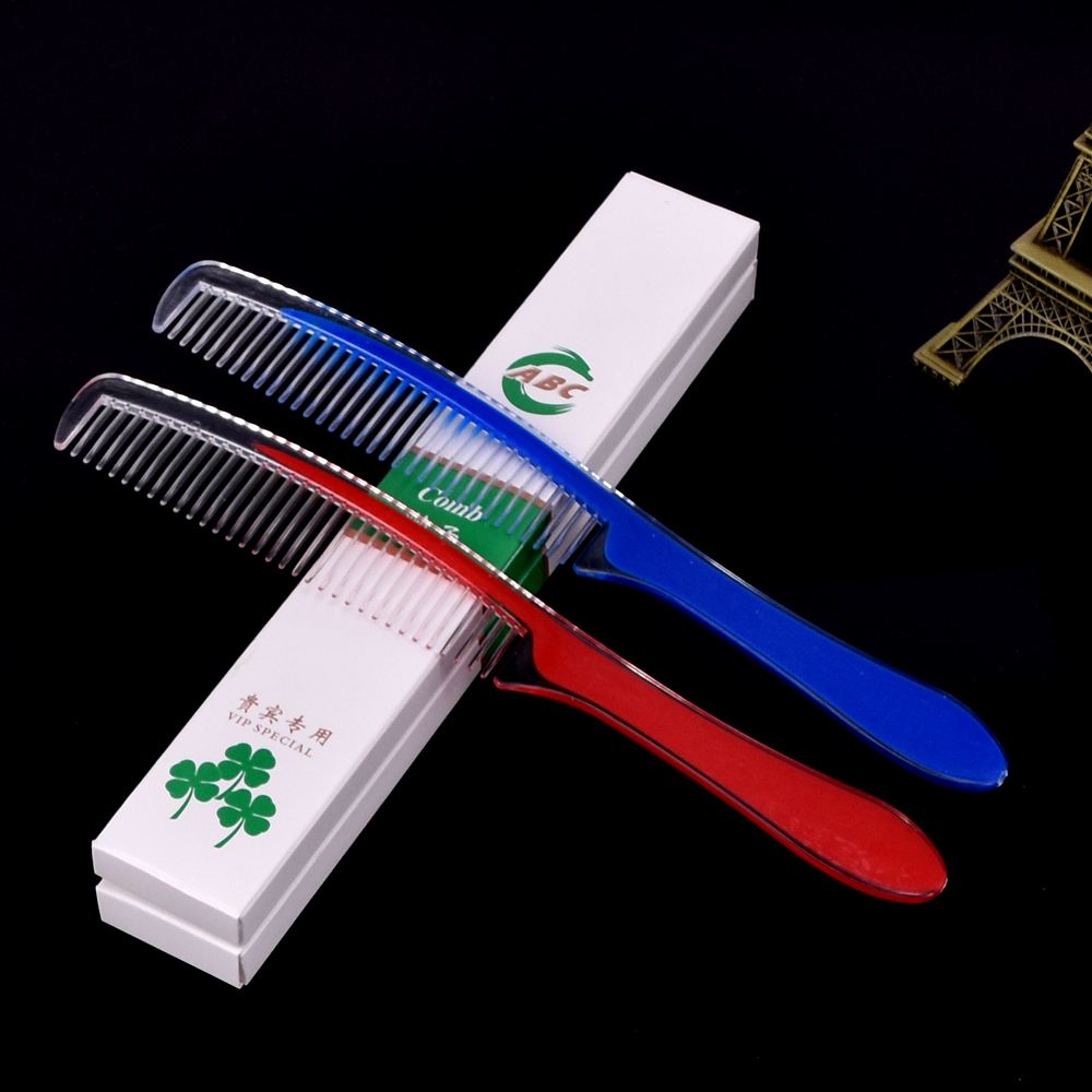Hotel special disposable two-color strip comb hotel wash disposable head comb plastic comb 8 grams boxed