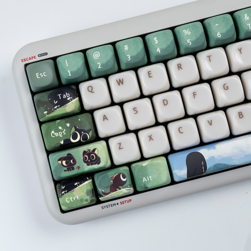 Luo Xiaohei's Chronicles Pc Jade Ceramic Feel Keycaps Moa Height Pc Magnetic Switches Compatible with Wolf Spider Forwarder and Mai Cong