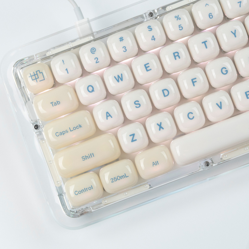 Soy Milk Keycaps, Steamed Bun Mog, Jade Cream, Milk Jelly, Small Balls, Jelly, Compatible with Maichong, Wooting, Forerunner, Wolf Spider