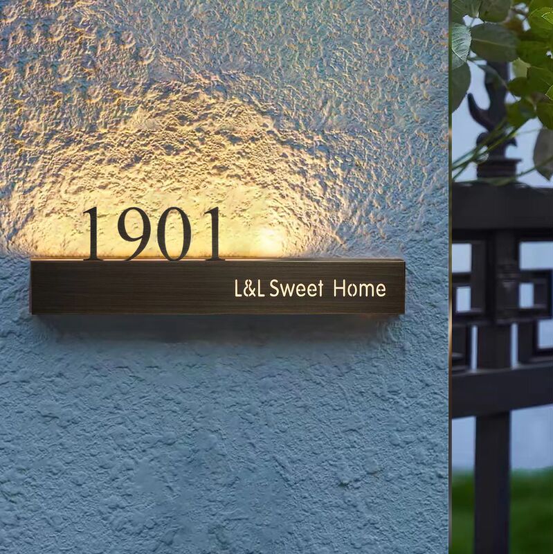 Courtyard Villa Entrance Door Sign, Outdoor Waterproof Luminous Number Plate, Stainless Steel Metal Sign, Housewarming Gift