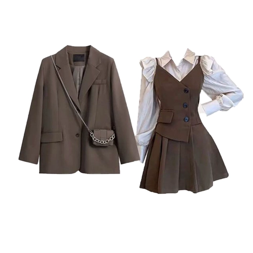 Осенний комплект, юбка, костюм, платье, подходит для подростков, яркий броский стиль, 3 предмета