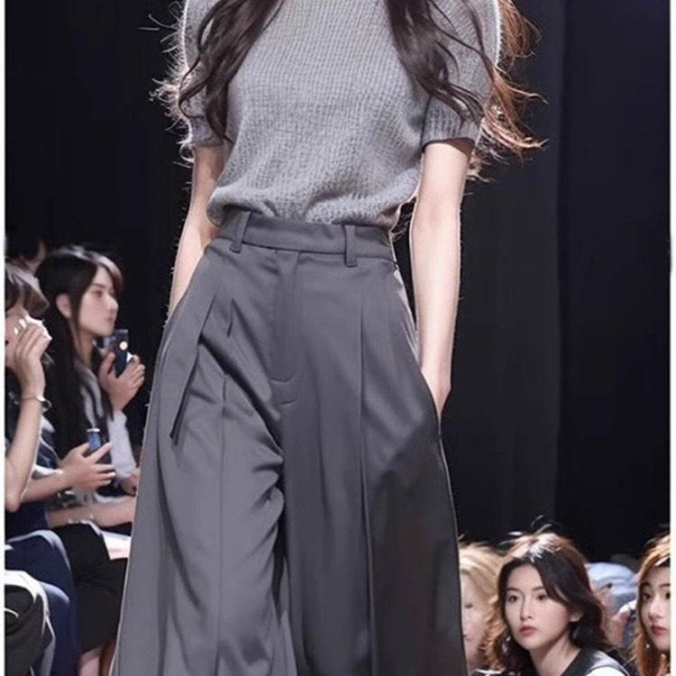 夏季OL职业西装套如何搭配洋气阔腿裤？