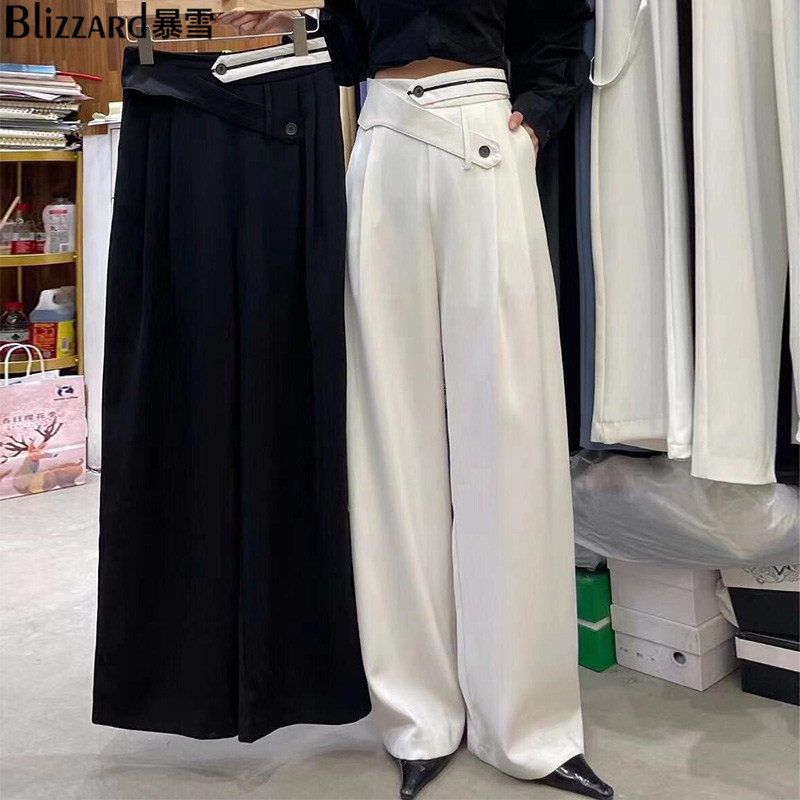 Casual Western Dress Pants High Waist Wide Pants Woman 2022 Spring Summer New Loose Slim West Pants Pituality Drag Long Pants Tide