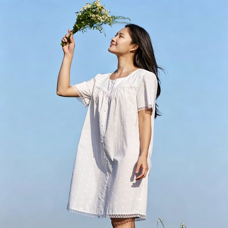 【100%纯棉睡裙】曼妮芬棉质生活60支纯棉睡衣女2026年春夏睡裙