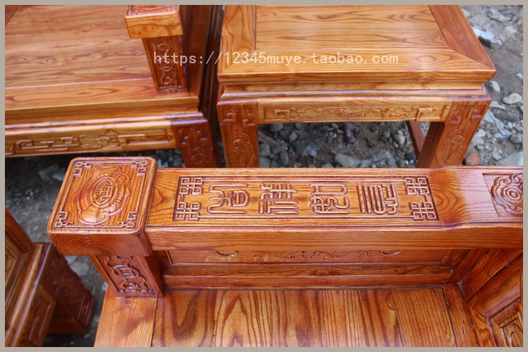 Tất cả các ghế sofa gỗ kết hợp phòng khách Nam Elm Ming và Qing triều cổ nguồn tài chính cổ lăn trang trí đồ nội thất - Bộ đồ nội thất tủ trang trí phòng khách