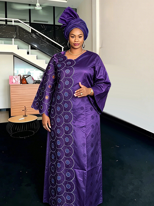 African Dress African Fashion Plus-Size Women's Clothing European and American New Style Dress Velvet High-End Elegant Long Dress African Dress African Fashion Plus-Size Women's Clothing European and American New Style Dress Velvet High-End Elegant Long Dress