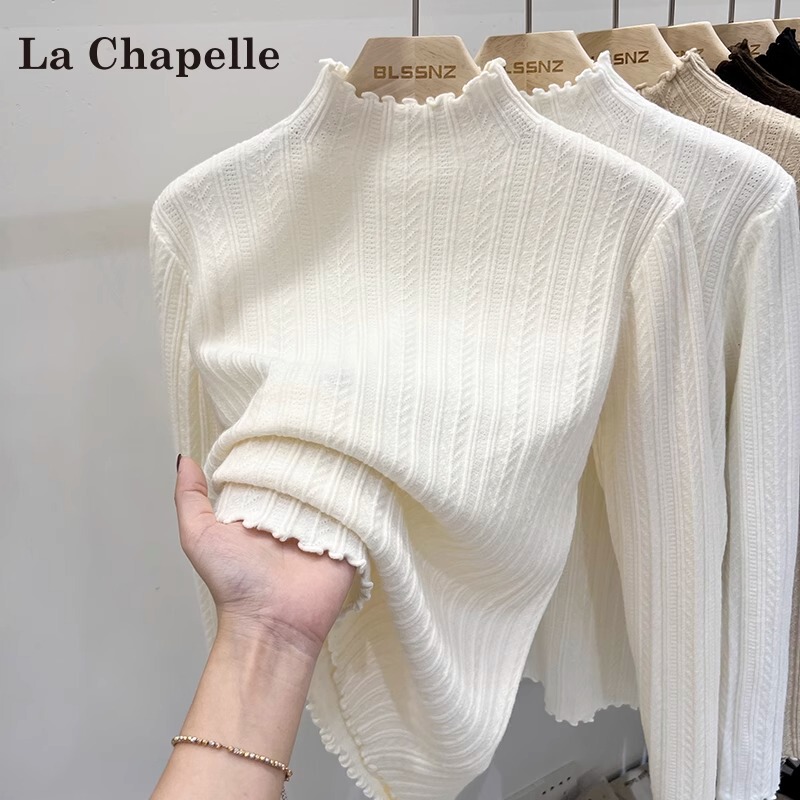 La Chapelle White Half-Turtleneck Sweater Base Layer for Women, Autumn and Winter 2026 New Style, Inner Layer with Ruffled Edge Knit Top La Chapelle White Half-Turtleneck Sweater Base Layer for Women, Autumn and Winter 2026 New Style, Inner Layer with Ruffled Edge Knit Top