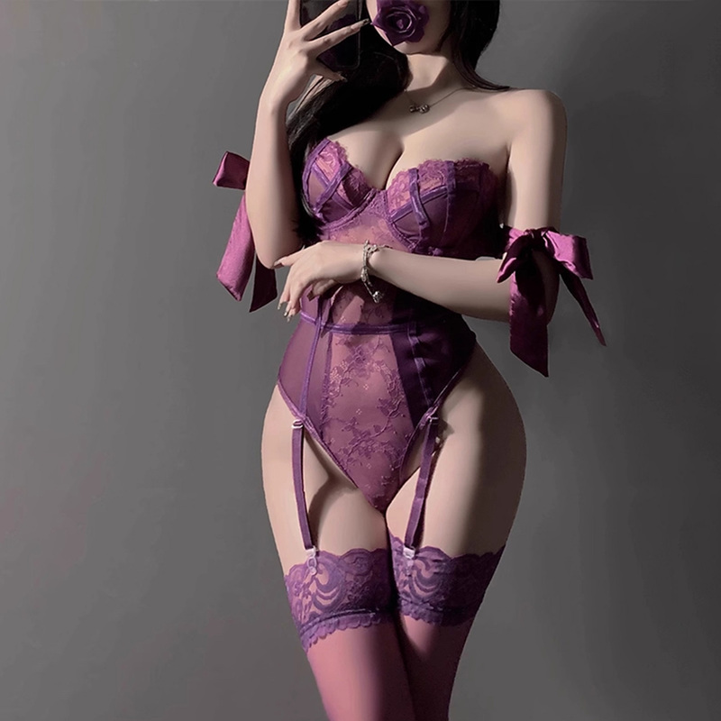 Japanese Noih Lingerie Sexy Pure Desire Women's Thin Push-Up Lace Integrated Camisole Bra Long Stockings Japanese Noih Lingerie Sexy Pure Desire Women's Thin Push-Up Lace Integrated Camisole Bra Long Stockings