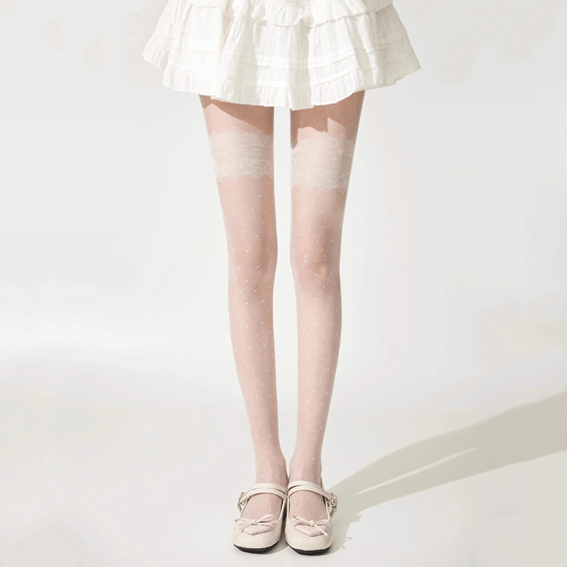 Japanese Noih Sexy White Lace Argyle Stockings Japanese Style Jk Polka Dot Thin Anti-Snag Pantyhose