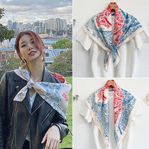 Korean version of Xiuzhi with the same horse city scarf womens summer thin section 90 large towel temperament printed decorative small shawl
