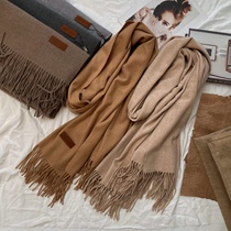 Autumn and winter camel scarf female winter Korean version wild student thickened warm black gray bib shawl solid color