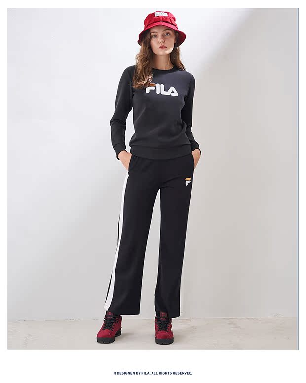 Áo len nữ Fila Fila mùa xuân Mới dài tay áo Thư thể thao Áo len nữ thời trang đơn giản Logo lớn áo thun - Thể thao lông cừu / jumper áo thun dài tay nam hàng hiệu