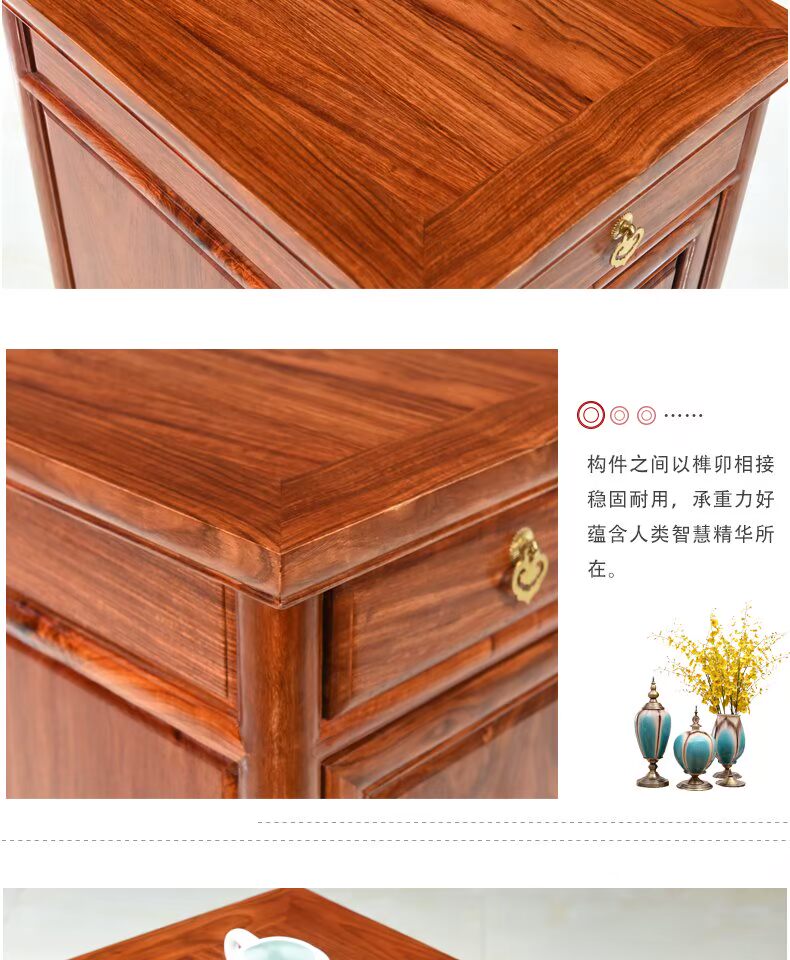 Gỗ gụ nội thất Gỗ hồng mộc nhỏ bàn cà phê gỗ hồng mộc bên tủ trà nhỏ gỗ rắn Trung Quốc góc nhỏ tủ khóa - Bàn trà bàn trà tròn