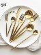 Internet-Famous Portuguese Gold Mirror Finish 304 Stainless Steel Steak Knife, Fork, Spoon, Chopsticks 2-Piece Set Western Cutlery Dessert Knife, Fork, Soup Spoon