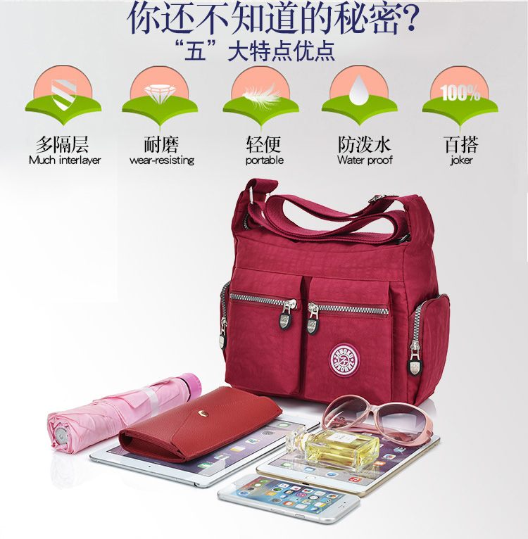 Zhuo mát rửa Oxford vải nữ túi đeo vai nhẹ nhẹ đa đĩa giải trí vải nylon túi thường túi xách nữ da thật