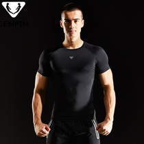  Fitness clothes mens summer sports short-sleeved tights quick-drying t-shirt fitness clothes running clothes elastic compression clothes Gym