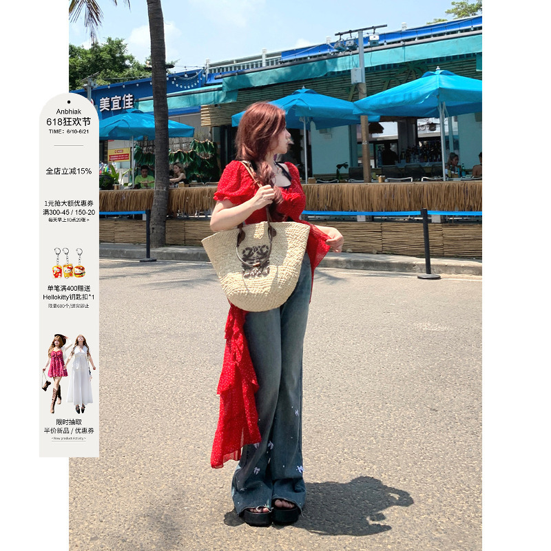 Annie's Not Popular, Flared Jeans with Bow for Women, High-Waisted, 2024 Summer New Style, Slightly Chubby, Plus-Size, Flared Pants Annie's Not Popular, Flared Jeans with Bow for Women, High-Waisted, 2024 Summer New Style, Slightly Chubby, Plus-Size, Flared Pants