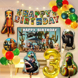 Tung Tung Sahur Themed Birthday Party Decorations Tralalo American Mountain and Sea Classic Flag Balloon Arrangement
