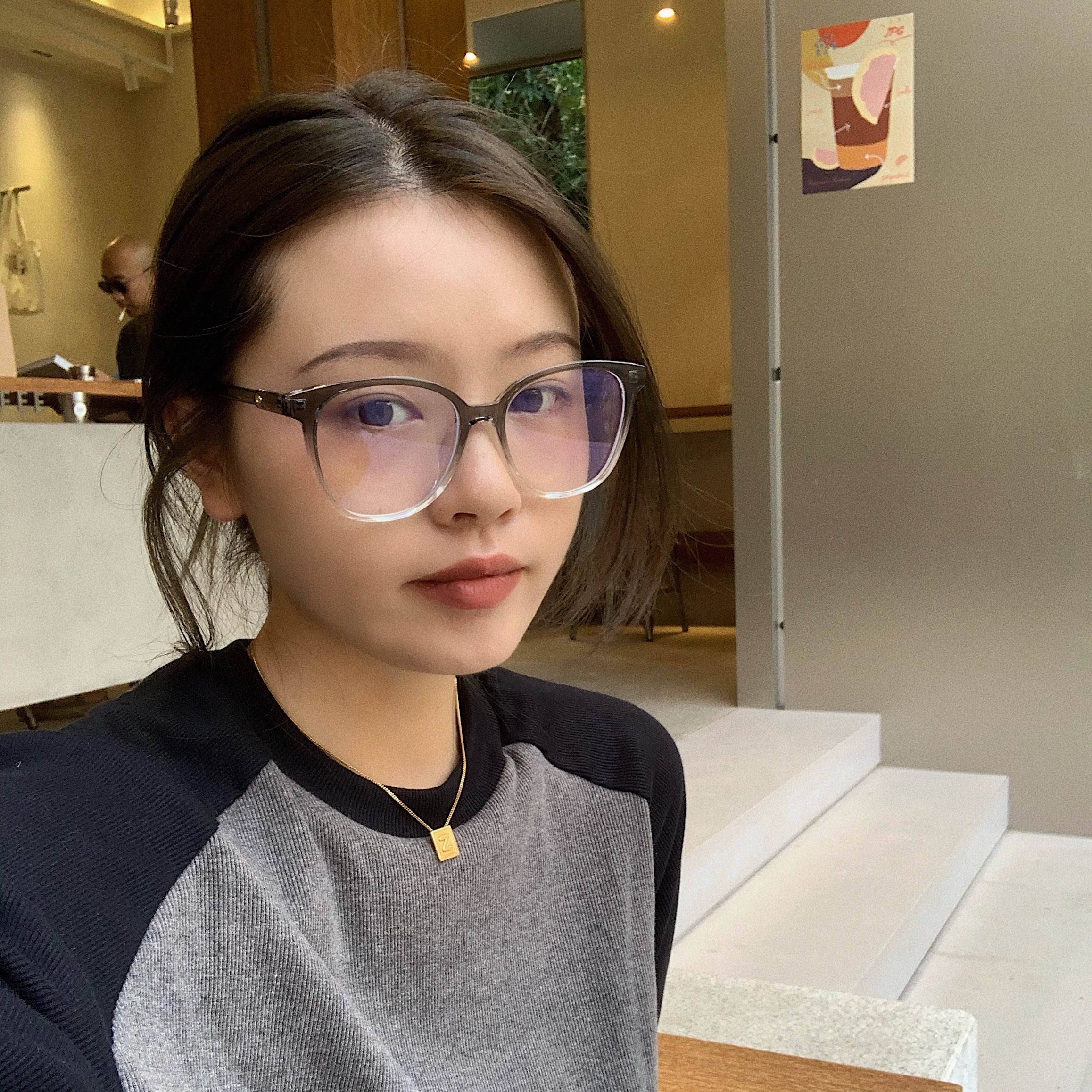 Korean personality gradient TR anti-blue light eye protection flat mirror female wild face small plain face big frame glasses frame trendy man