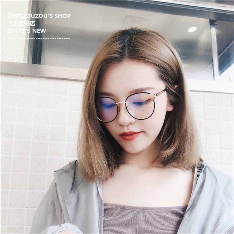 Văn học mới đa năng kính thời trang nam nữ thủy triều hộp lớn mặt nhỏ kim loại tròn khung gương phẳng retro kính đa tròng