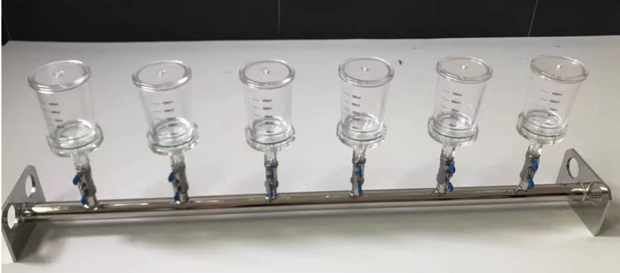 无菌检查薄膜过滤器3联/6联 多联有机玻璃杯式过滤器溶剂抽滤装置