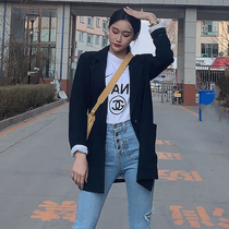 2020 new small suit female Korean version of the long loose thin fashion suit affixed to the big pocket casual jacket womens trend