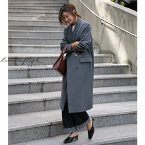 Dark gray long suit jacket womens fashion Korean version high figure suit coat female Hepburn wild womens clothing