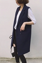 Suit vest jacket womens Korean version of the long fashion wild spring and autumn sleeveless suit waistcoat large size horse clip tide woman