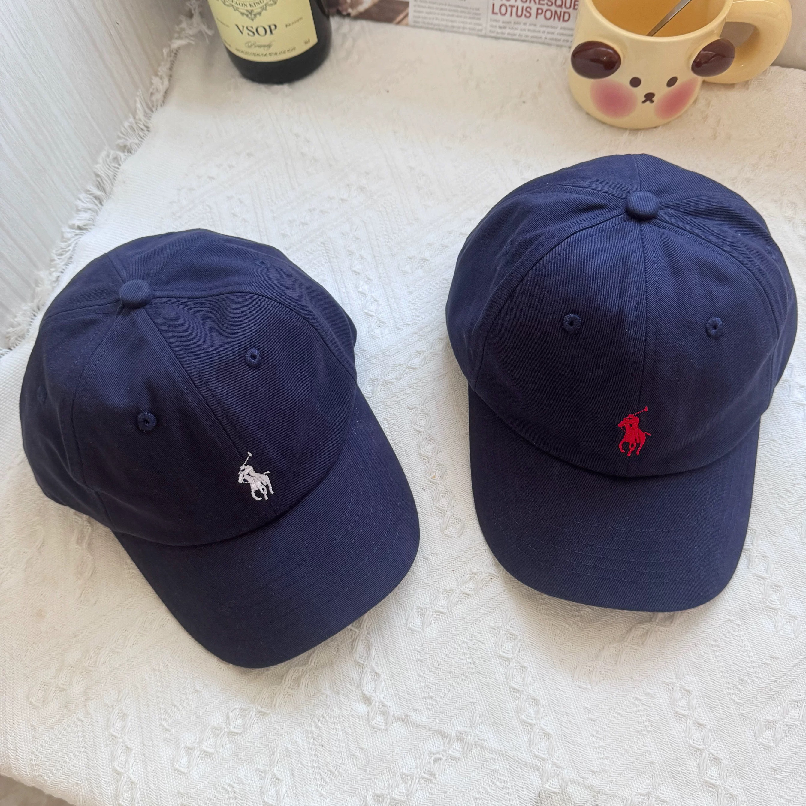 ポニーロゴの新作帽子、レディースソフトトップポロベースボールキャップ、メンズサンバイザー、つば広、大きな顔が見える小さなダックビルキャップ