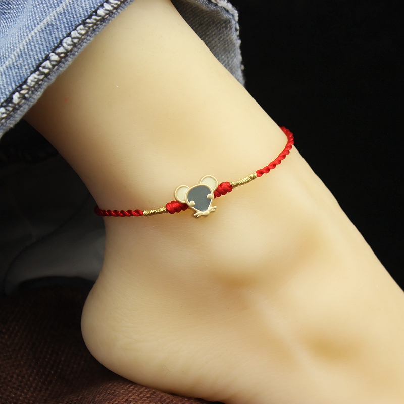 The year of the rat hand-woven adjustable anklet female red rope fashion antique anklet couple student fashion models
