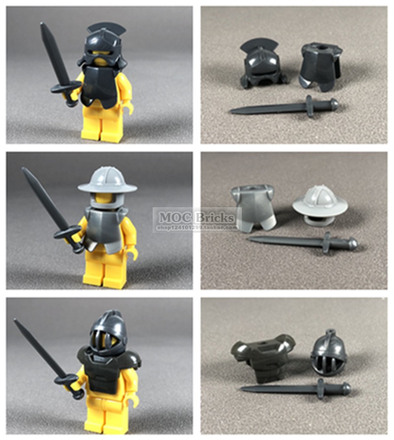 MOC Small Grain Building Blocks Third-party Paparazzi Armaments Spare Parts Safety Helmet Chest Armor Armor Medieval