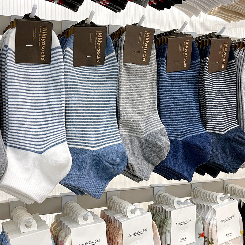 Socks Male Short Sox Low Gang Spring Summer thin cotton boat Sox South Korean student Stripes Inn Wind minimalist Motion Short-cylinder Sox-Taobao