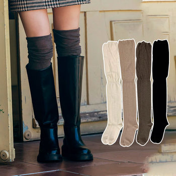 Biarritz high-cut slimming cotton bubble mouth over-the-knee socks