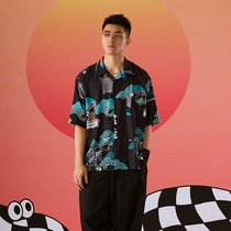 CONVEXT XIETU round Forest Basin Cuban collar short sleeve shirt tide men and women flower shirt ALOHA