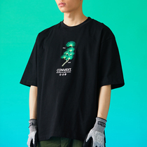 CONVEXT XIETU pine branch bonsai Needle Embroidery loose short sleeve tee shirt