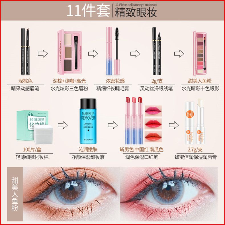 Bộ mỹ phẩm trang điểm trọn bộ cho người mới bắt đầu không thấm nước nữ sinh viên trang điểm nhẹ tự nhiên dễ học kết hợp - Bộ trang điểm bảng mắt revolution