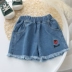 Quần short denim bé gái, quần mùa hè trẻ em kiểu ngoại, kiểu mới mùa hè, kiểu dáng mỏng, trẻ lớn, trẻ sơ sinh, hoang triều - Quần jean Quần jean