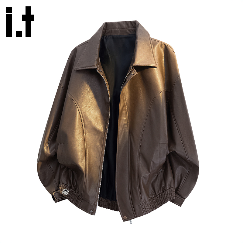 It: Chocoolate Men's Motorcycle Leather Jacket 2026 Spring American Style Trendy Brand Loose Coat