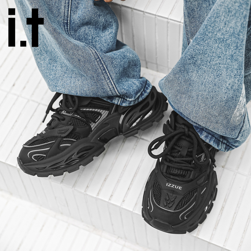 It Official Izzue Thick-Soled Height-Increasing Black Dad Shoes for Men, Black Warrior Summer Mesh Breathable Sports Shoes V It Official Izzue Thick-Soled Height-Increasing Black Dad Shoes for Men, Black Warrior Summer Mesh Breathable Sports Shoes V