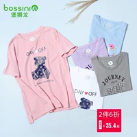 Fort Lion Long 19 Mùa hè Phụ nữ mới Thời trang In áo thun Nữ ngắn tay Top Cotton 4208A0003 - Áo phông áo phông ngắn tay