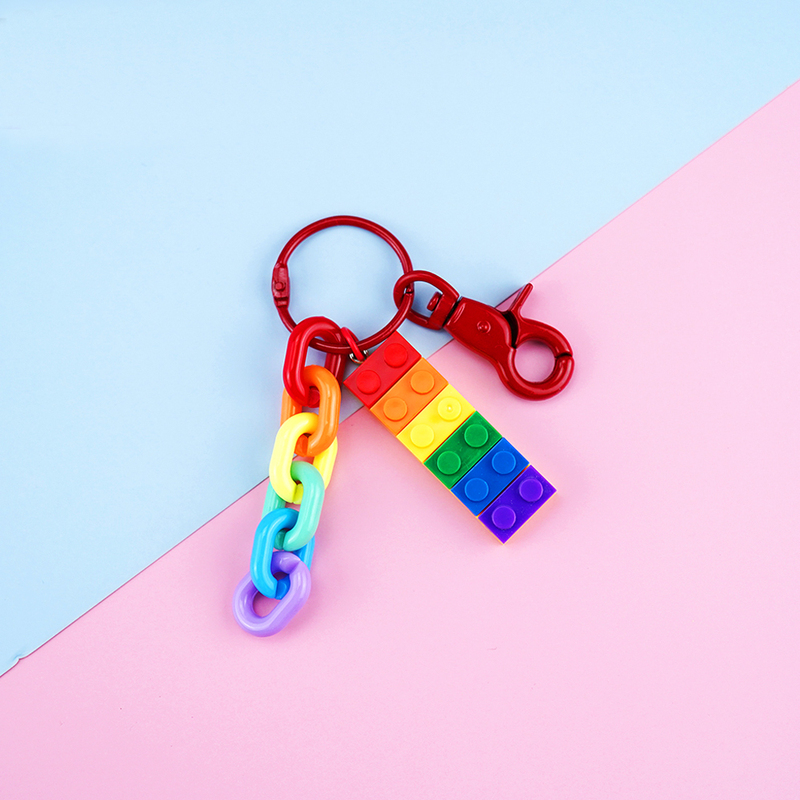 A Black and White Shop Building Block Keychain Rainbow Couple Small Gift Jewelry Bag Pendant Original Keychain A Black and White Shop Building Block Keychain Rainbow Couple Small Gift Jewelry Bag Pendant Original Keychain