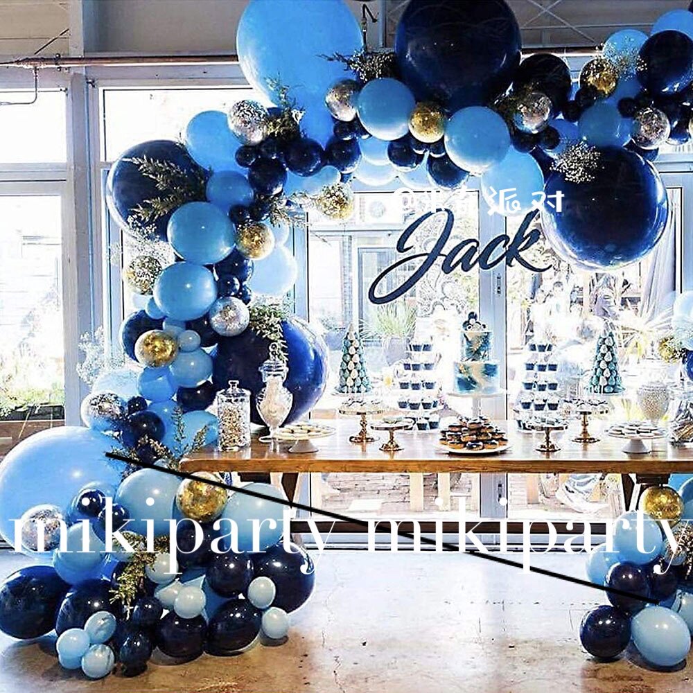 Korea ins navy blue starry night blue ink blue sequin balloon chain set opening party Amazon cross border