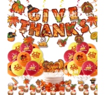 Thanksgiving Theme Party Decoration Give Thanks holiday flag pulling cake with sign balloon decoration supplies