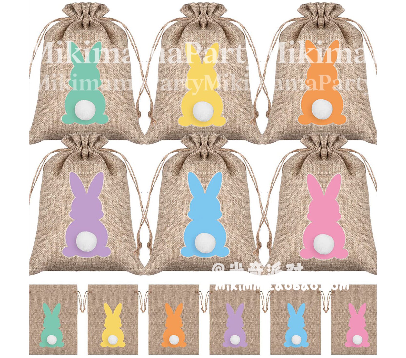 Easter Cute Funny Rabbit Egg Storage Beam Candy Packaging Gift Bag Linen Drawstring Decoration