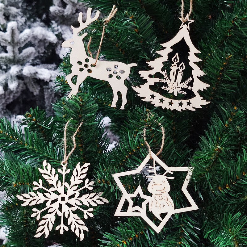 Korean Christmas decorations Christmas wooden pendant Christmas tree small pendant Christmas elk snowflake decoration