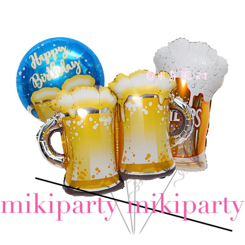 Korean New Year's party party decoration props cartoon balloon beer mug shape aluminum film wine mug cartoon