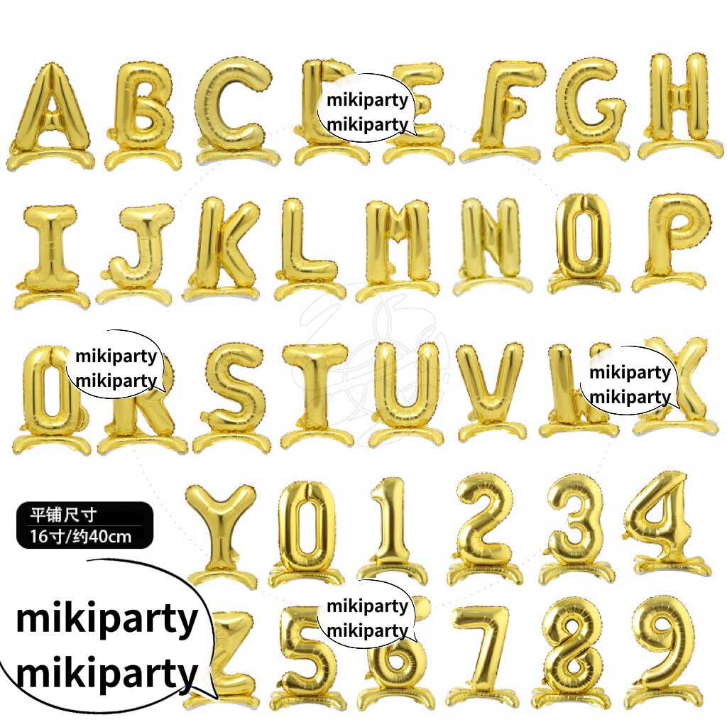 16 Inch Small Standing Gold Alphanumeric Aluminum Film Balloon Three-dimensional New Year Birthday Party Decoration