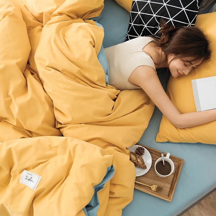 Nordic solid color brushed four-piece warm bed sheet 1 1 2 1 35m mattress three-piece thickened cotton bedding