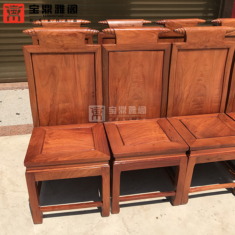 Đồ nội thất bằng gỗ gụ Miến hồng gỗ hồng mộc lớn bằng gỗ hồng mộc Bàn ăn tròn 1,38 m Bắt chước cấu trúc cổ điển của nhà Minh và nhà Thanh - Bộ đồ nội thất ghế thông minh